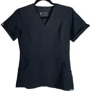 FIGS Technical Collection Black Scrubs Top XXS
